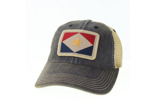 Navy Trucker with Flag Hat