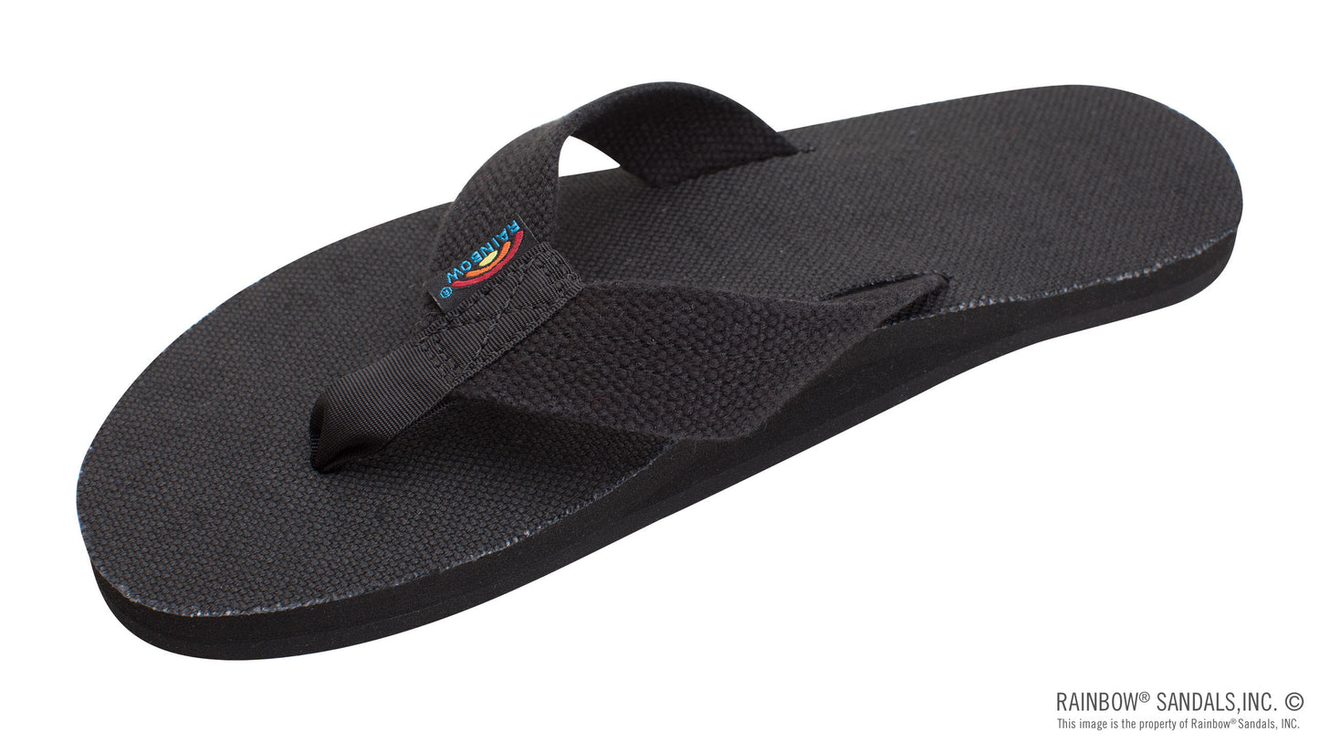 Rainbow Black Hemp Single Layer Flip Flop Mens